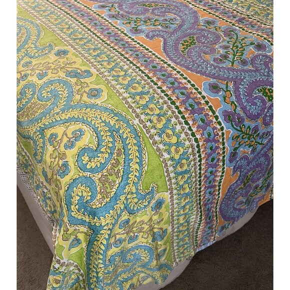 Echo Design Calypso Queen Duvet Cover Multi Color Paisley Reversible Cotton Boho - Picture 4 of 11